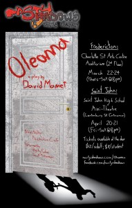 Oleanna running in Fredericton and Saint John