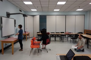 Crystal Chettiar, Elizabeth Goodyear & Michael Holmes-Lauder rehearsing A Story Jones