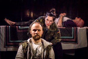 Scott Shannon as 'Jones'; Annick Blizzard as 'Vic'; Michael Holmes-Lauder as 'Chael' in A STORY JONES